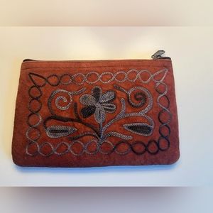 Kashmiri Aari Embroidery Handmade Suede Wallet, Purse, Pouch/ Vintage st…